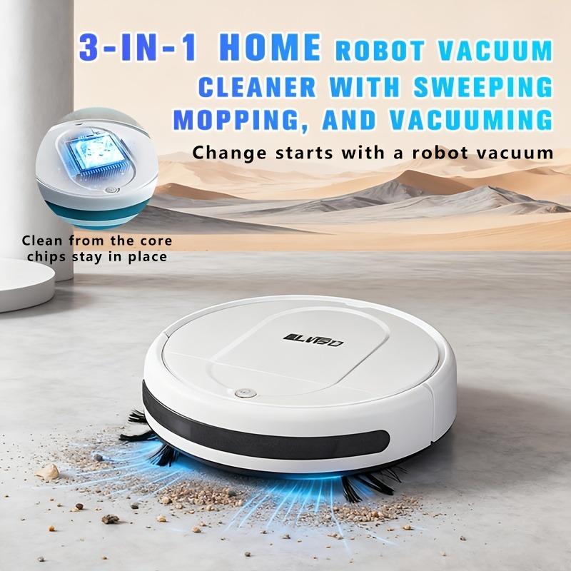 Basic Robot Vacuum – No App | No Mapping | Super Affordable, Robot Vacuum Cleaner 3-in-1 for Mopping Sweeping Advanced Obstacle Avoidance Ultra-Thin Design Ideal for Pet Hair Hard Floor Daily Cleaning Long Running Time（White）