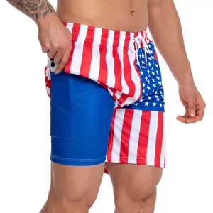 JUNBAOSS Men's Lightweight Printed Beach Shorts Summer Hawaiian Holiday Elastic Waistband Quick Dry Polyester Fabric with Practical Pockets