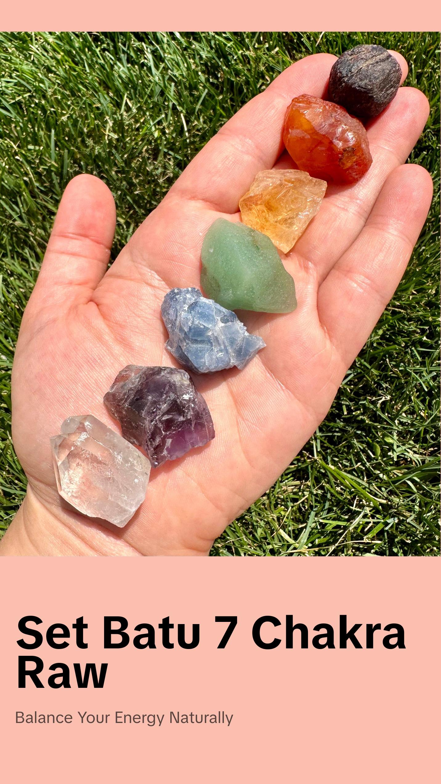 7 Chakra Stone Set, Chakra Balancing Crystal Set - Garnet, Carnelian, Citrine, Green Aventurine, Blue Calcite, Amethyst, Clear Quartz