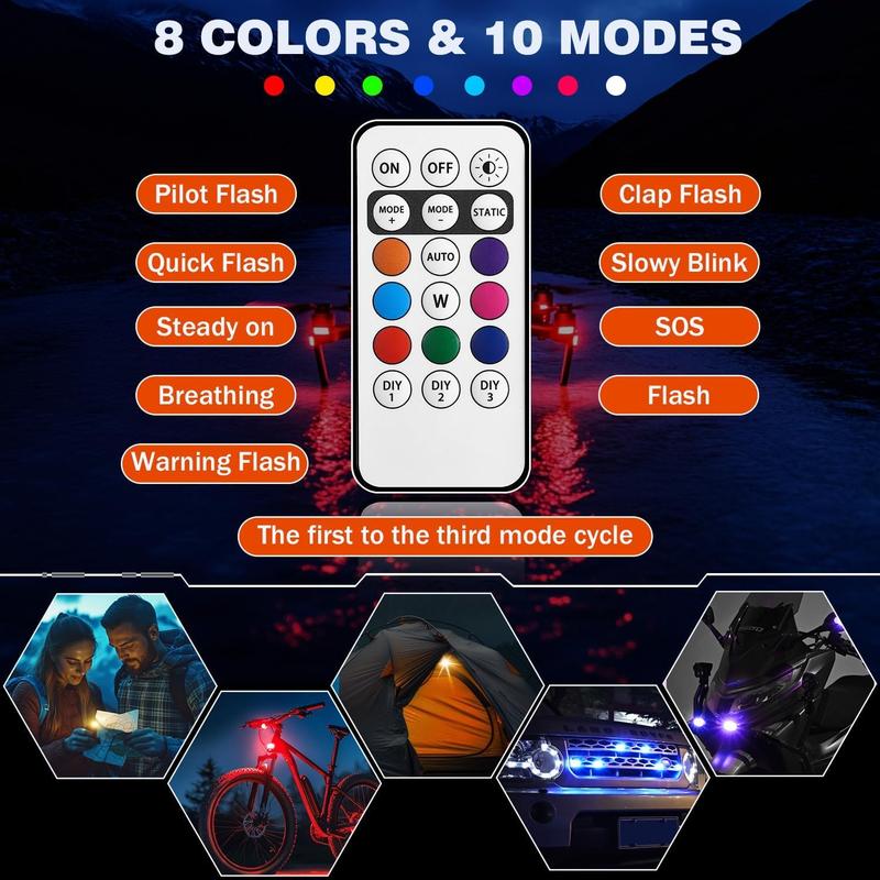 6PCS Wireless LED Lights for Car with Remote Control, Wireless LED Strobe Lights 8 Colors USB Charing IP65 Waterproof Anti-Collision Warning Light for Car Interior Truck Motorcycle Drone Aircraft Bike 6PCS Wireless LED Lights for Car with Remote Control, Wireless LED Strobe Lights 8 Colors USB Charing IP65 Waterproof Anti-Collision Warning Light for Car Interior Truck Motorcycle Drone Aircraft Bike