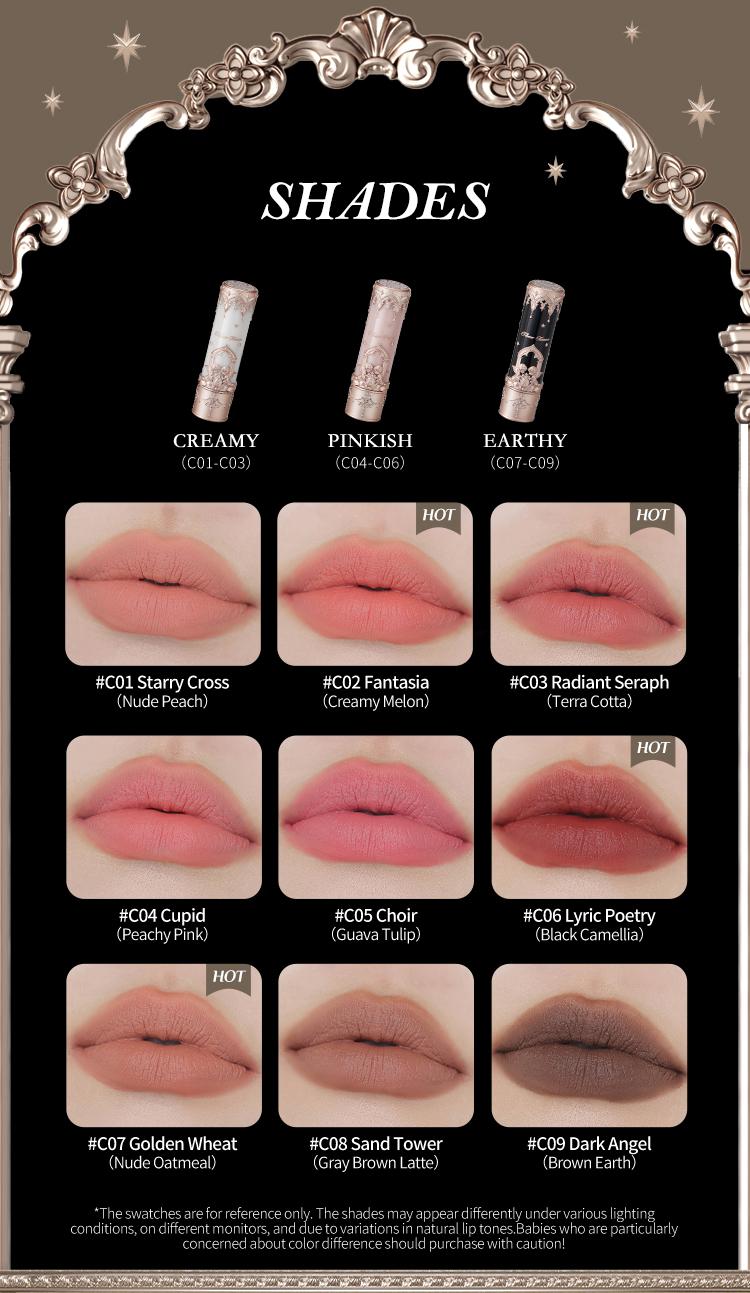Flower Knows Little Angel Collection Matte Lipstick - High Pigmentation, Velvet Matte Finish, Long Lasting, Smooth Application
