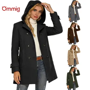 Ommig Women's Warm Double Breasted Wool Pea Coat Trench Coat Jacket with Hood for Winter and Autumn Ommig Women's Warm Double Breasted Wool Pea Coat Trench Coat Jacket with Hood for Winter and Autumn