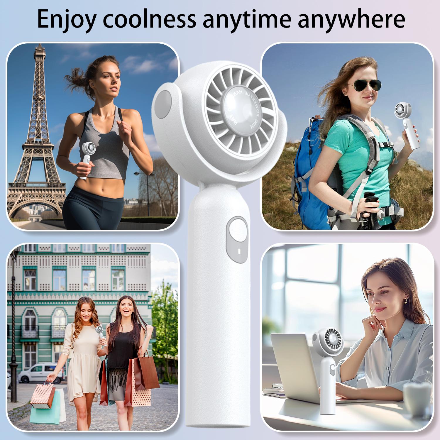 Portable Fan, USB Rechargeable Handheld Mini Fan, Handy Multifunction 3 Speed Hanging Fan,Wearable Personal Fan for Indoor Outdoor Sports & Travel