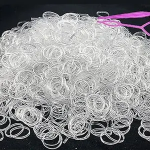 2000 PCS Clear Elastic Mini Ponytail Rubbers Ties, Soft Non-Slip Small Hair Accessories for Girls, with 2 PCS Topsy Tail Tools