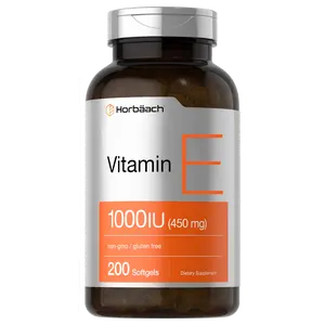 Horbäach Vitamin E 1000 IU Softgel Capsules | 200 Count | Non-GMO, Gluten Free, Preservative Free | Vitamin E Oil