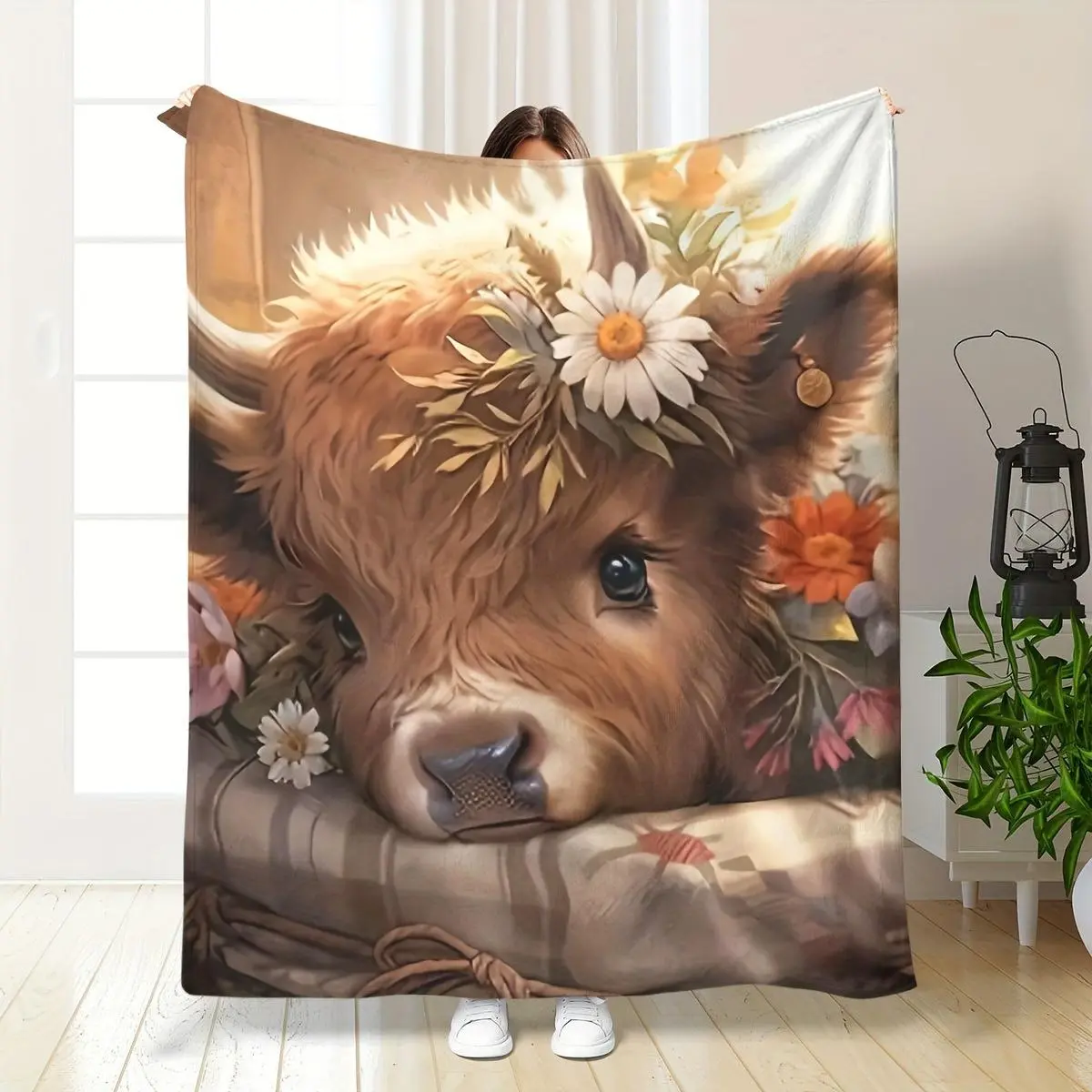 Ultra-Soft Plush Polyester Flannel Cow Pattern Blanket - 1-Piece, Multi-Size, 40*50in Option, Wrinkle-Resistant, Lightweight, All-Season Comfort, Indoor-Outdoor Use - Christmas Holiday Gift for Child