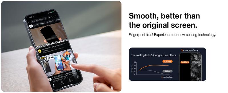 TORRAS Diamond Shield for iPhone 17/16/15 Pro Max Screen Protector [Military-Grade Protection] 9H+ Unbreakable Shatterproof Aerospace Tempered Glass Full Coverage InstaFit Shockproof Cellphone