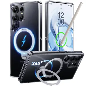 CASEKOO Ice Clear Case 360° Magnetic Stand for Samsung Galaxy S26/S25 Ultra Case, 16FT Military Protection, Fit for MagSafe, Protective Polish S25 Ultra Case with Kickstand Ring 6.9"