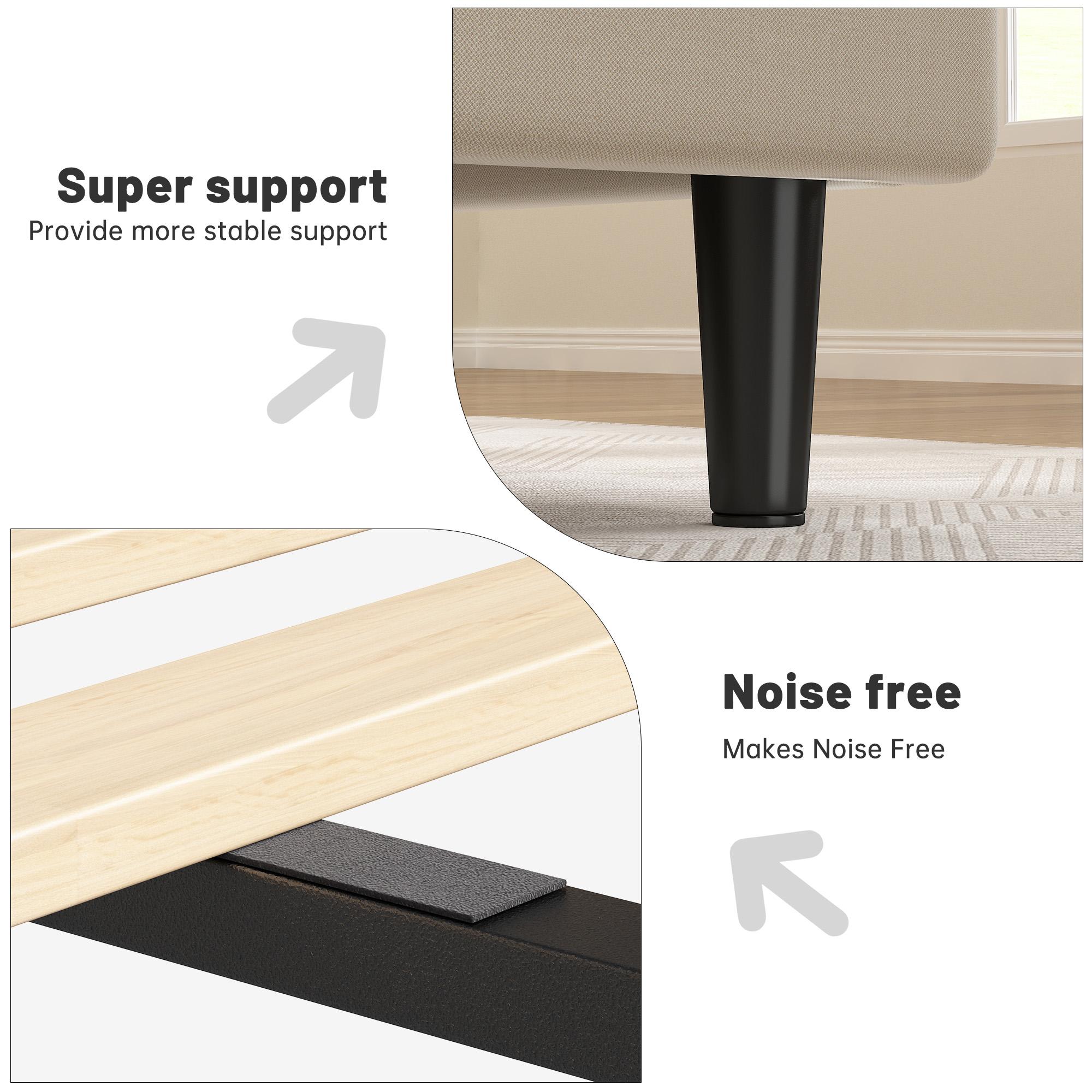 【Jumpstar On Sale】Raybee Modern & Quiet Luxury Upholstered Bed Frame with Adjustable Headboard【Frame ONLY,No Box Spring Needed】Center Support & Noise-Free Wooden Slats,Built-in Charging Station,Heavy Duty&Easy Assembly,The perfect first bed for teenagers