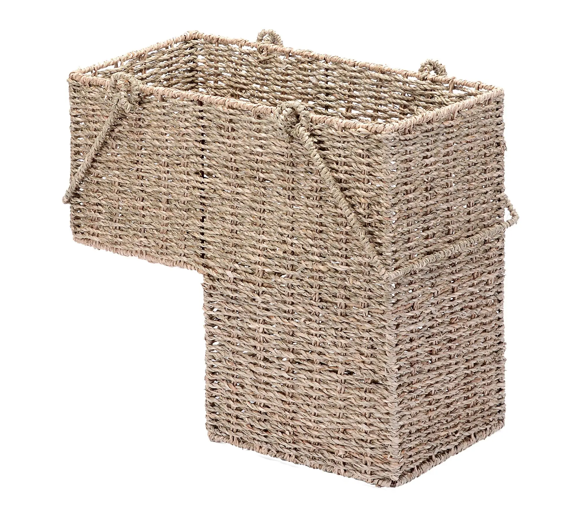 Villacera 14" Handmade Wicker Stair Case Basketwith Handles Villacera 14" Handmade Wicker Stair Case Basketwith Handles