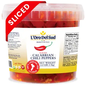 L’Oro Del Sud, Sliced Calabrian Chili Peppers, 2.2 lb (1 kg)