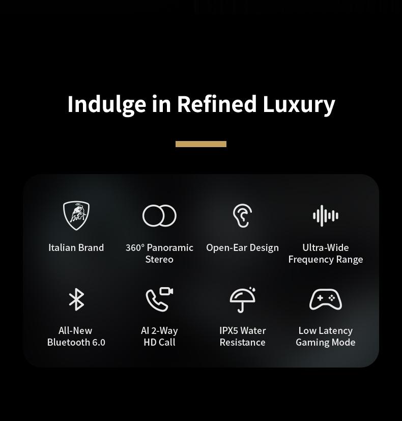 Lamborghini Official Wireless Earbuds | Sport Ear Hook Bluetooth 6.0 Electronic Headphones | Deep Bass, Low Power Use| Comfortable for Running, Gym & Daily Calls Earphones Audio Headset | Excellent Gifts for tiktokshopcreatorpicks