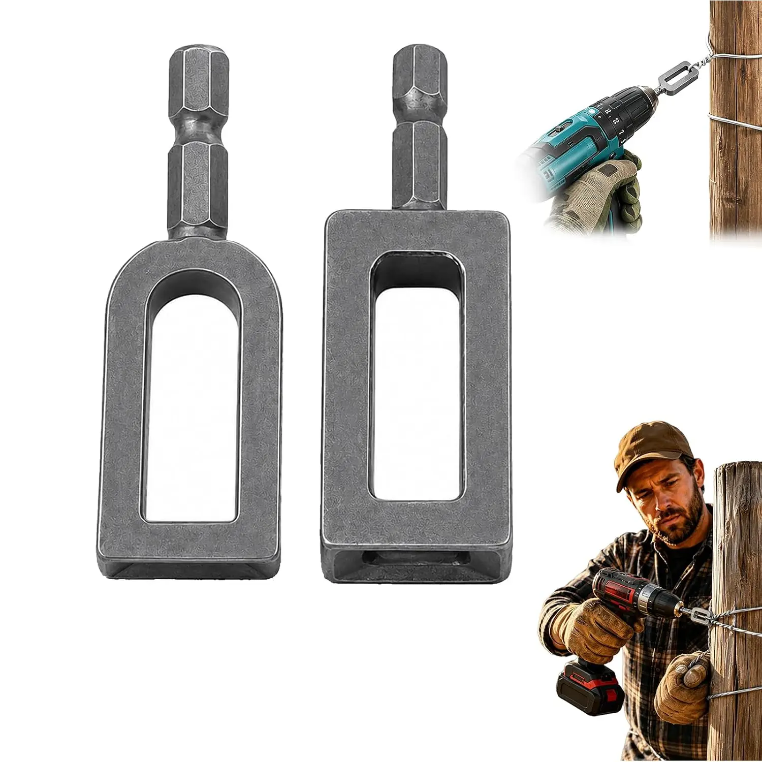 Wire Twister Tool for Drill, Electric Drill Wire Twisting Tool with 1/4" Hex Shank, Heavy Duty Steel Wire Twisting Attachment for Fence Repair, Rebar Tying, Electrical Hand Tools