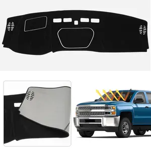 Custom Fit Dash Mat for 2019-2021 Chevy Silverado 1500 2500HD 3500HD & GMC Sierra with HUD UV Protection Anti-Glare Non-Slip Dashboard Cover
