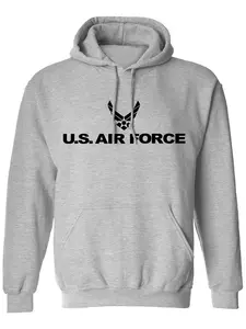 United States "Air Force" Wings Pullover Hooded Sweatshirt in Sport Grey