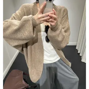 JCCC Women's Camel Color Front Knit Cardigan, Casual Long Sleeve Knitwear for Daily Wear, Ladies Clothes For Women Lightweight Y2k Fall Outfits Spring Fashion Clothes 2026