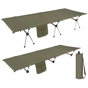 Ultralight Camping Cot, Portable Folding Backpacking Bed with Removable Feet and Storage Pocket, Supports 350 lbs，Easy Setup，Compact Outdoor Cot for Adult, 2 Adjustable Heights
