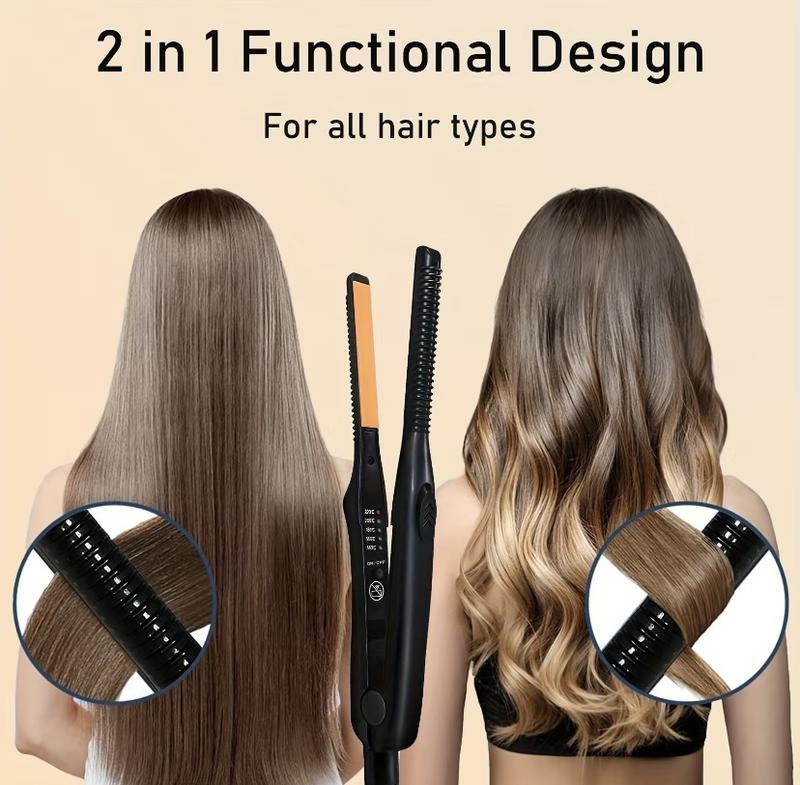 【Renhui】Professional Adjustable Hair Straightener, US Plug LCD Display Hair Straightening Flat Iron Hair Styling Tool for Salon & Barber Shop, Winter Gift
