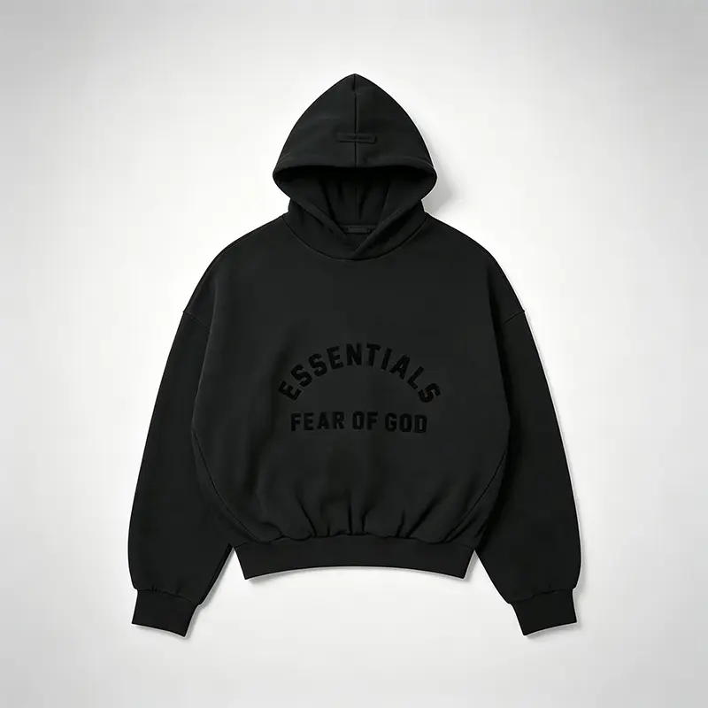 Fear of God Essentials Men's SS23 Arch Logo Hoodie Jet Black