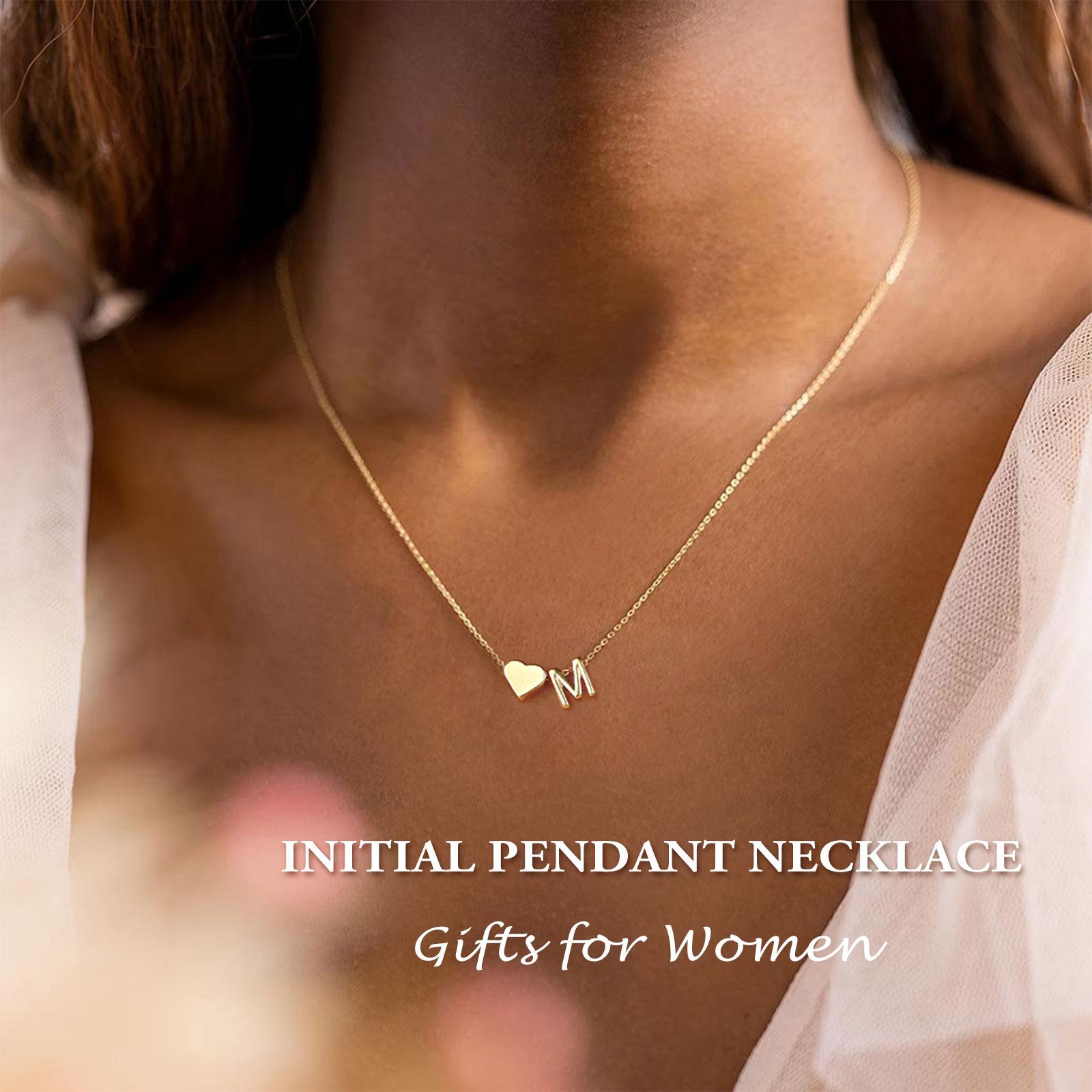 Turandoss Tiny Initial Necklaces for Women Golden Heart Letter A-Z Necklace Dainty Heart Name Necklace Personalized Initial Tag Pendant Birthday Gifts Anniversary Gifts Jewelry for Women Girls Valentine’s Day Gift SpringStatements