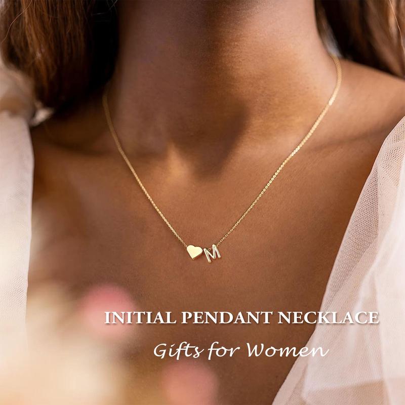 Turandoss Tiny Initial Necklaces for Women Golden Heart Letter A-Z Necklace Dainty Heart Name Necklace Personalized Initial Tag Pendant Birthday Gifts Anniversary Gifts Jewelry for Women Girls Valentine’s Day Gift