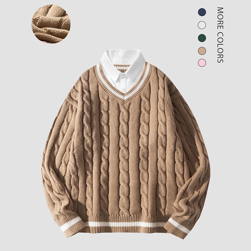 2026 #Springfresh Autumn Winter Men's Polyester Cable-Knit Sweater Soft Skin-Friendly Trendy Casual Formal Shirt Collar Pullover 2026 #Springfresh Autumn Winter Men's Polyester Cable-Knit Sweater Soft Skin-Friendly Trendy Casual Formal Shirt Collar Pullover