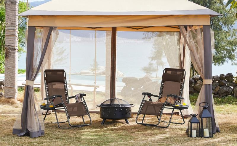 Yaheetech 2pcs Zero Gravity Recliners, Outdoor Patio Reclining Lounge Chair with Cupholder/Pillow, Set of 2 Foldable Lounge Camping Chair