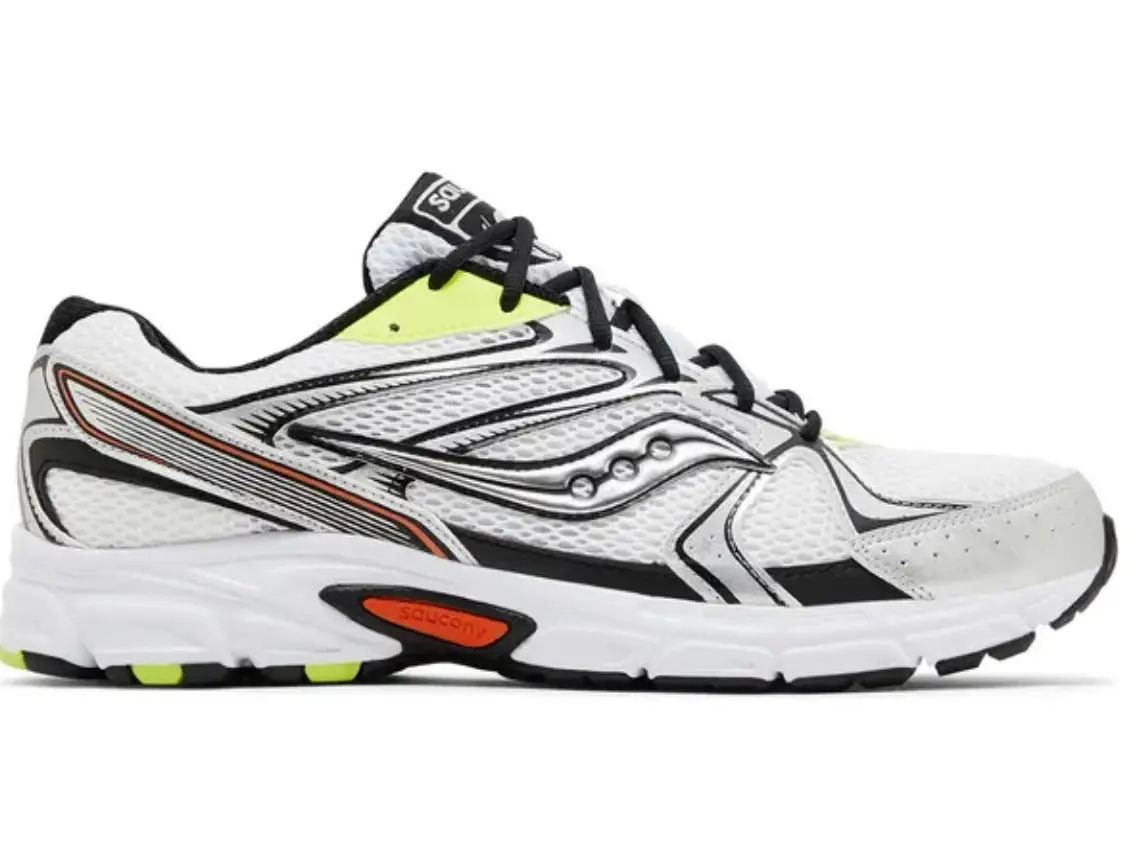 Saucony Men's Leather Cushioned Athletic Sneakers - Lace Closure, Mesh Panels, Closed Rubber Sole, Millennium Fabric, Padded Tongue, Grid Cushioning Running Trainers for Sports, Outdoor Activities