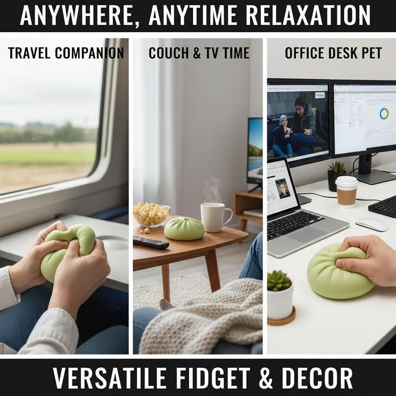 4 Pieces Colorful  Dumpling Stress Balls Fidget Sensory Toy, Relaxing Hand Toy, Steamed Bun Stretchy Desk Toy, Dumpling Steam Bun Stress Toy, Holiday Gift