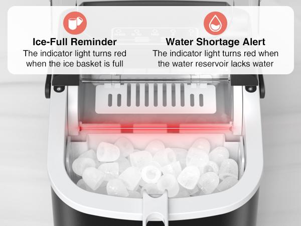 Crownful Ice Maker Countertop, Portable Small Ice Machine with Self-Cleaning, 26lbs/24H, 9 Cubes in 6 Mins, with Scoop and Basket for Home
