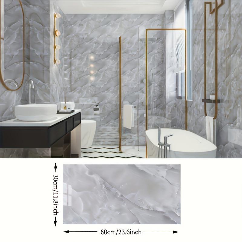 BRODARK 20/40PCS White Marble Tile Wall Stickers Large Easy Peel & Stick Waterproof Self-Adhesive Panels for Kitchen Living Room Bathroom Corridor Home and Dormitory 23.62*11.8in Decorative Ornaments Tiles Sticker