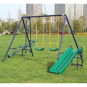 ARCH 4 in 1 Swing Set With Seesaw, Belt Swing, Slide, Glider for Backyard