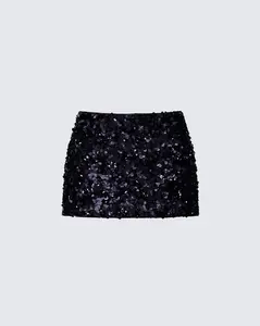 Twila Black Shell Sequin Mini Skirt