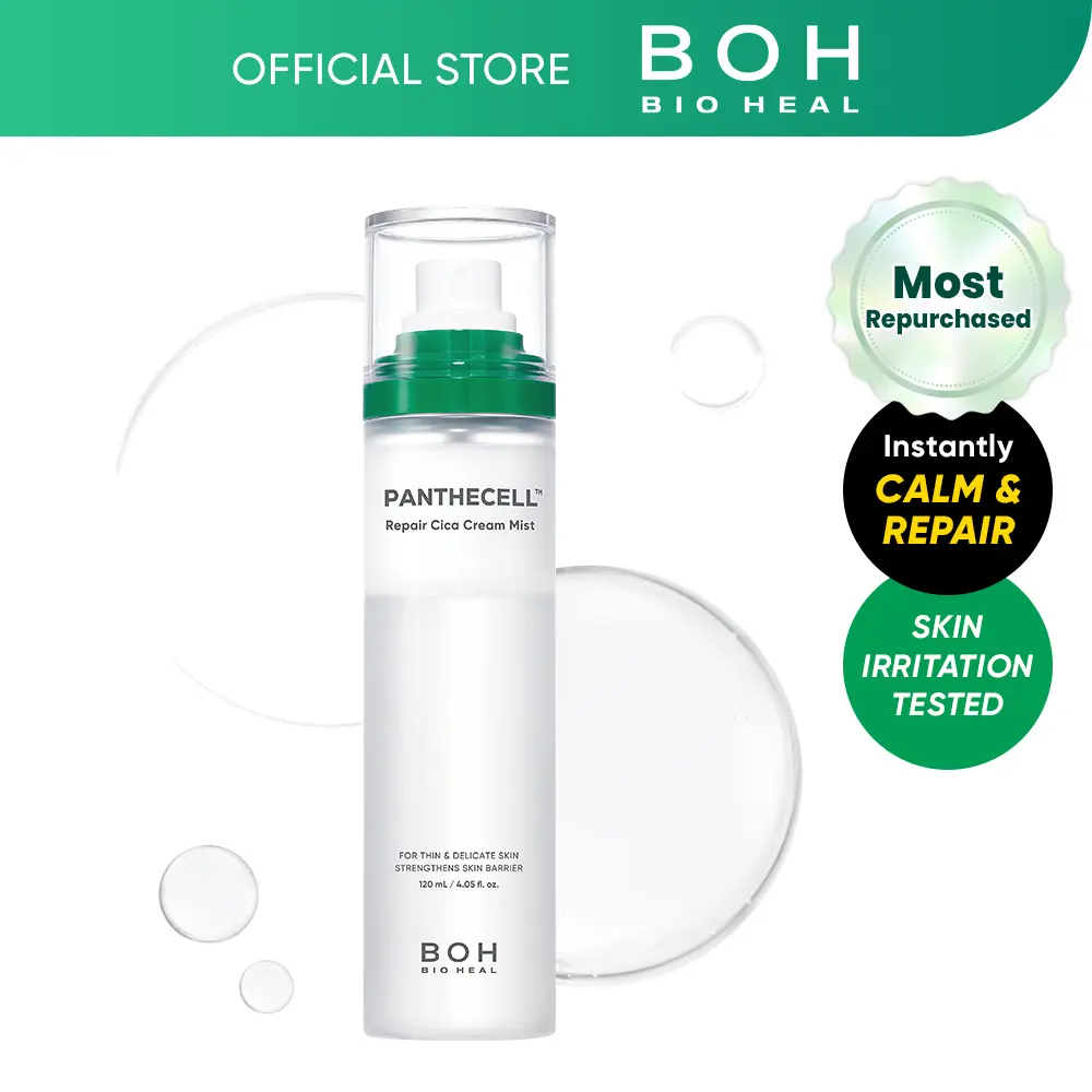 [NEW] BIOHEAL BOH Panthecell Repair Cica Cream Mist 4.05 fl oz | Shake to Mix Milky Face Mist for Skin Barrier Repair, Skin Thickening Glow Spray for Healthy Glass Skin, Hydrating Korean Skincare
