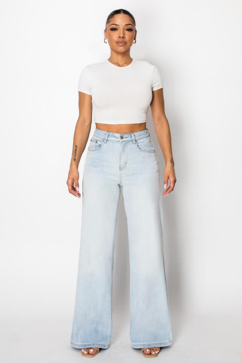 Sofia CANANA Super Stretchy High Waist Wide Leg Jeans Tummy Control BBL Regular Size Plus Size Womenswear Bottom Underwear Comfortable Denim Pants