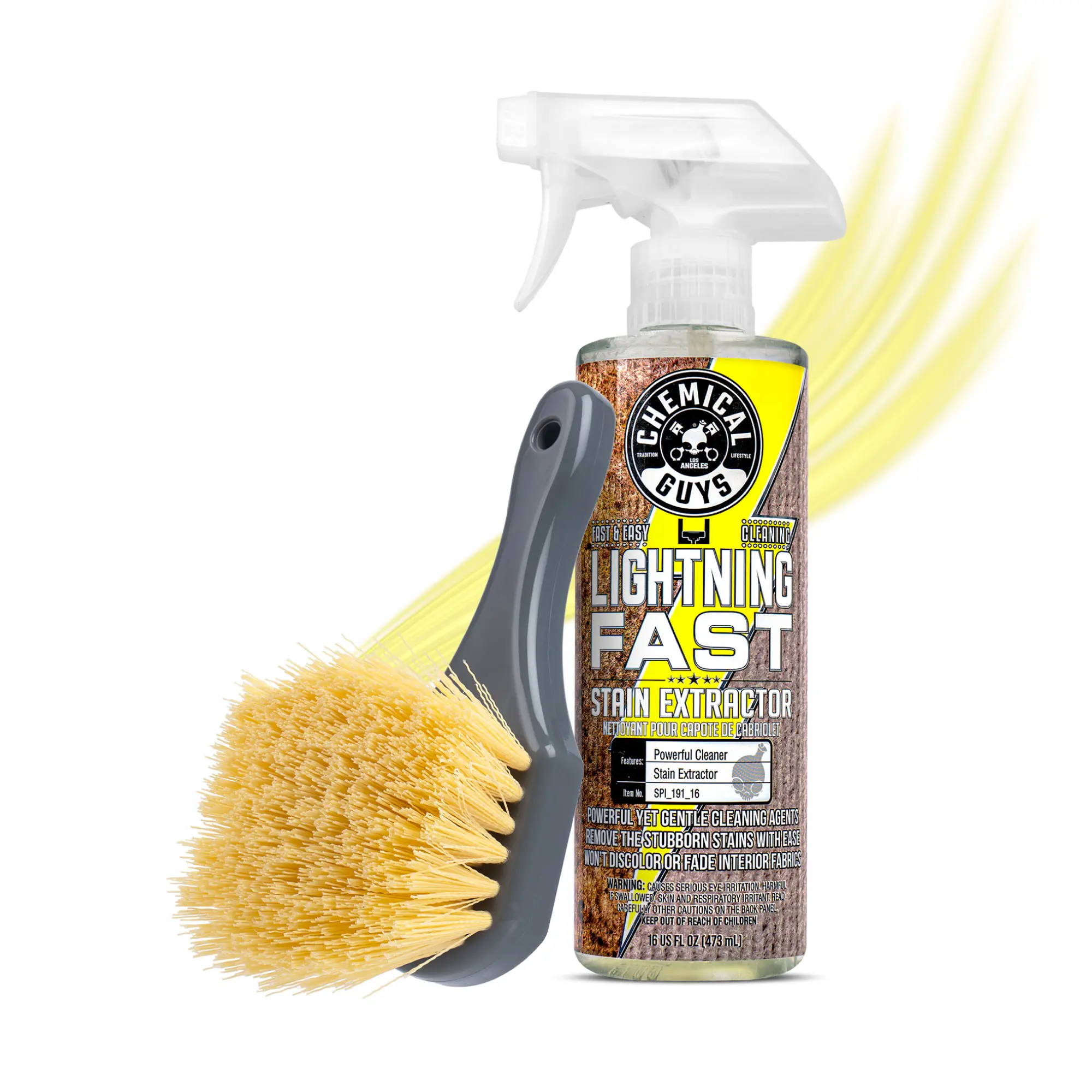 Chemical Guys Lightning Fast Carpet & Upholstery Cleaning Kit - Cleaner Combo, Stain Treater Spray, Brush, Car Detailing Products, Interior Cleaning Supply, Safe for All Interior Fabrics, Seats & Carpets, Cleaning Products, Interior Detail Cleaner