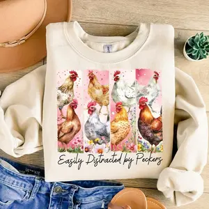 Funny Chicken Sweatshirt, Chicken Lover Shirt, Farm Life  Floral Spring Chicken Mama  Chicken Mom Shirt, Brushstroke Chicken, Sarcastic