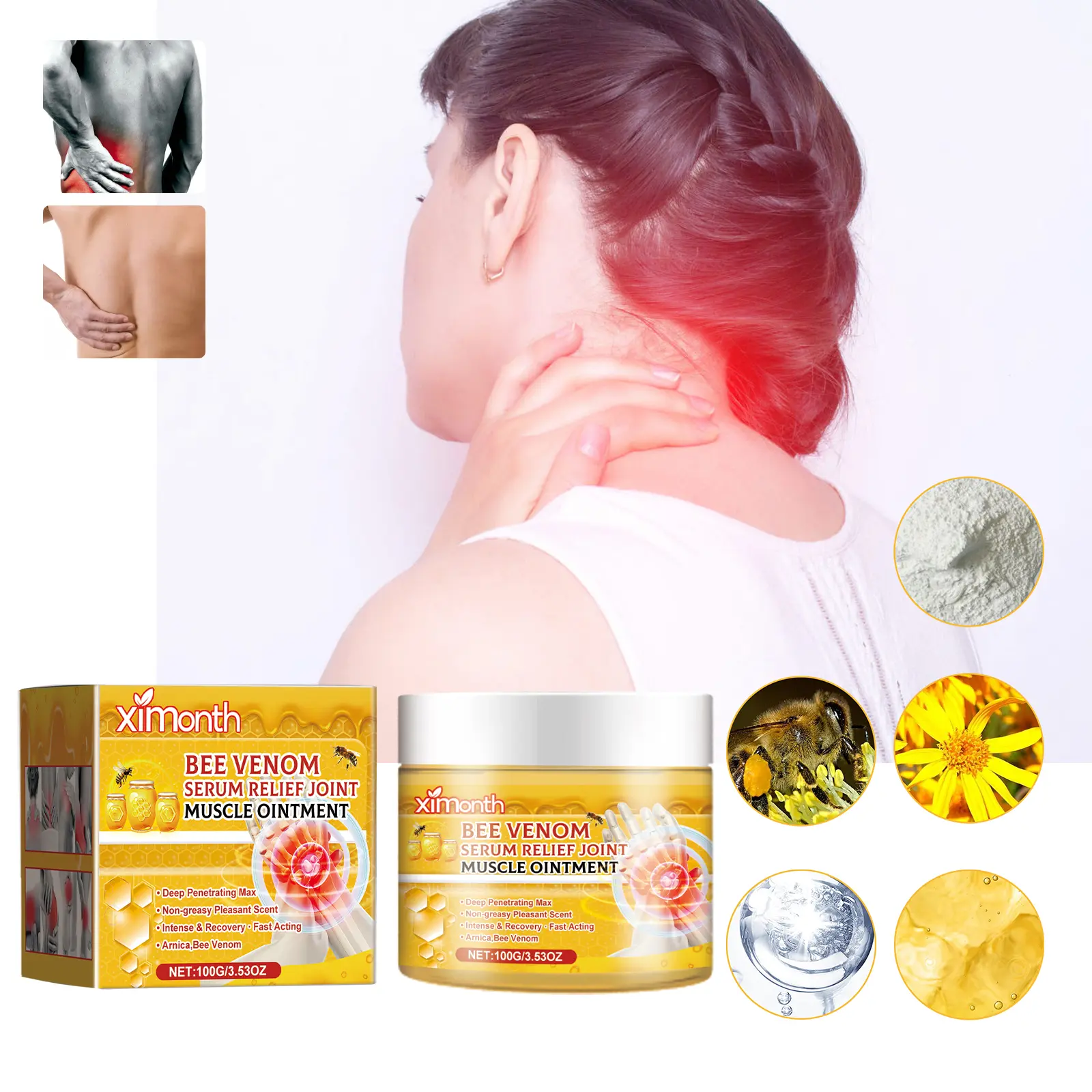 Natural Therapeutic Massage Oil for Joint & Muscle Treatment, Non-Greasy Premium Whole-Body Rub with Arnica & Boswellia, Soothing Comfort for Back, Neck