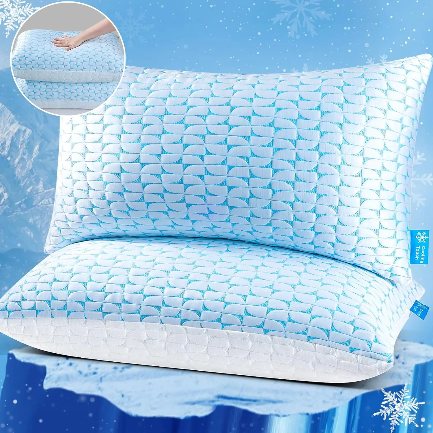 【Summer Pick】QUTOOL Cooling Bed Pillows for Side Back Stomach Sleepers, Adjustable Shredded Memory Foam Cooling Gel Pillows Firm and Supportive for Sleeping with Removable Cover, Deep Sleep Gifts, Bedroom Decor, Summerwins