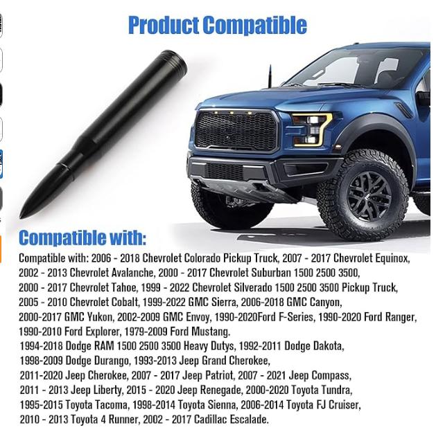 Universal Car Antenna Replacement for Ford Dodge Chevrolet GMC Jeep Toyota Trucks Rugged 6061 Billet Aluminum Black Compact Durable Easy Install Car Accessories Universal Car Antenna Replacement for Ford Dodge Chevrolet GMC Jeep Toyota Trucks Rugged 6061 Billet Aluminum Black Compact Durable Easy Install Car Accessories