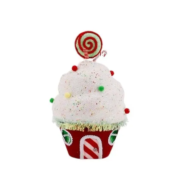 13" Red & White Sprinkled Candy Cupcake