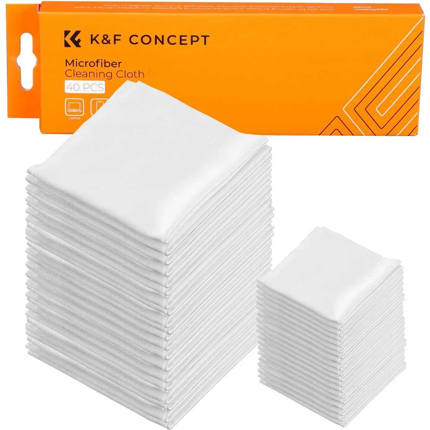 K&F CONCEPT 10-Pack Lint-Free Microfiber Cleaning Cloths, 6x6 in Vacuum-Wrapped Durable Cleaning Supplies, Machine Washable Microfiber Towel for Glasses, Lenses, Camera Screens, Smartphone