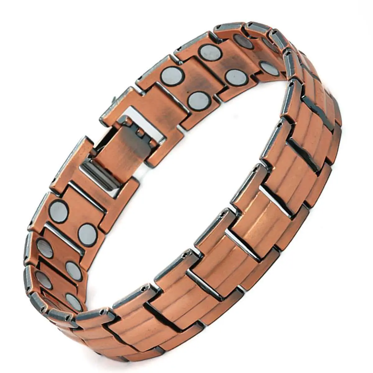 Copper Magnetic Bracelet for Men, Minimalist Adjustable Cuff with 3800 Gauss Magnets - Wearable Valentine's Day Men's Gift