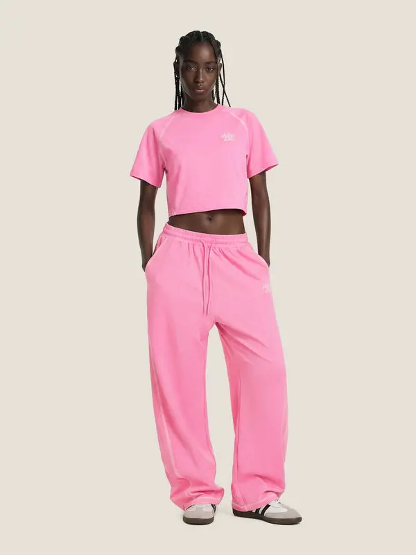 Aelfric Eden Cloud Cropped Sweat Set Cropped Tee & Sweatpants Set Soft Breathable Casual Streetwear Set Baggy Womenswear