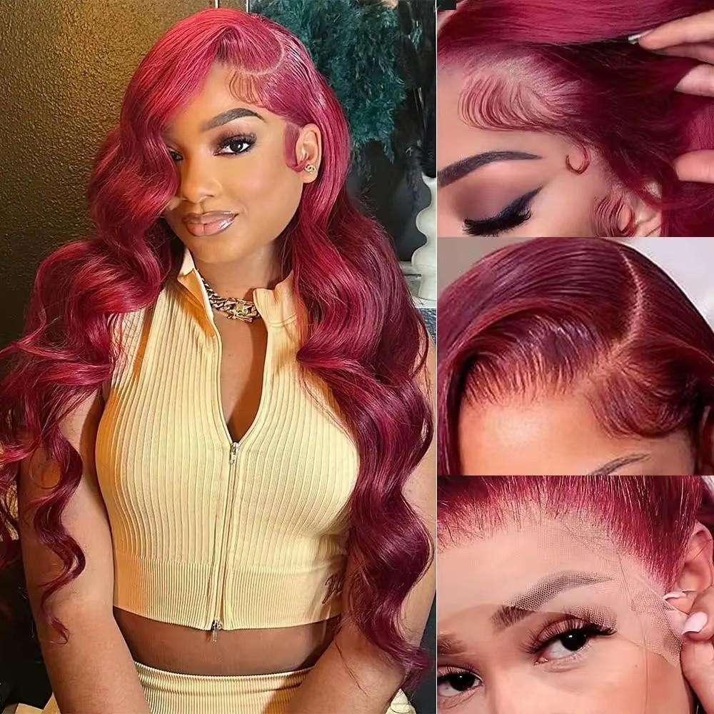 Tuneful 99j Burgundy Lace Front Wigs Human Hair 13x6 HD Transparent Lace 613 Body Wave Lace Front Wigs Human Hair Hot Red Pre Plucked Human Hair Wigs for Women SummerVibes