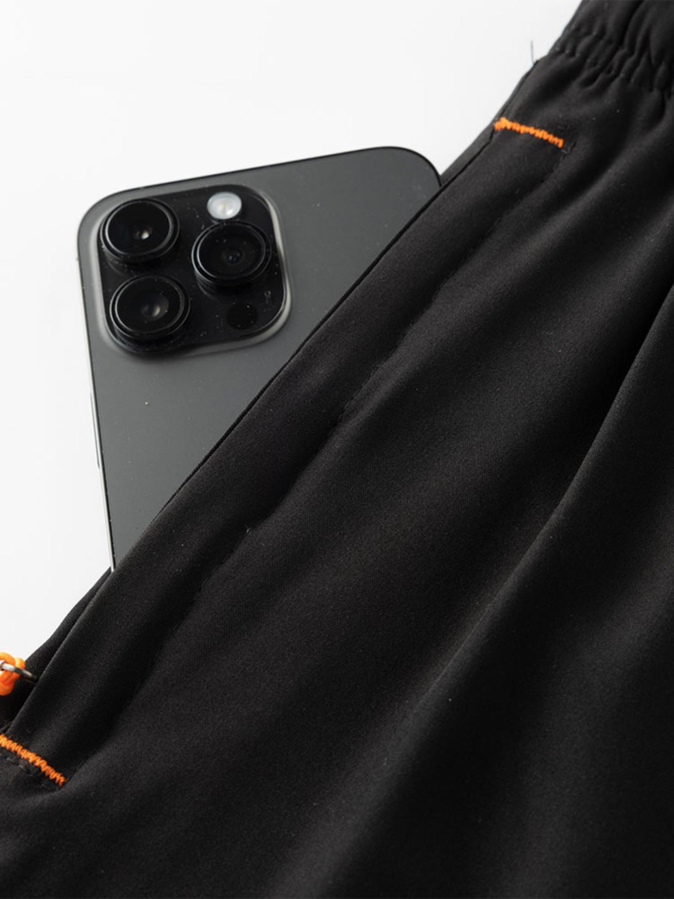 5-Pack Solid Color Lightweight Training Shorts — Vacation Essential, Versatile for Light/Casual Wear, Summer Street Style, Ice-Cool Quick-Dry, Zippered Pockets, Available in Multiple Colors Men's Lightning Print