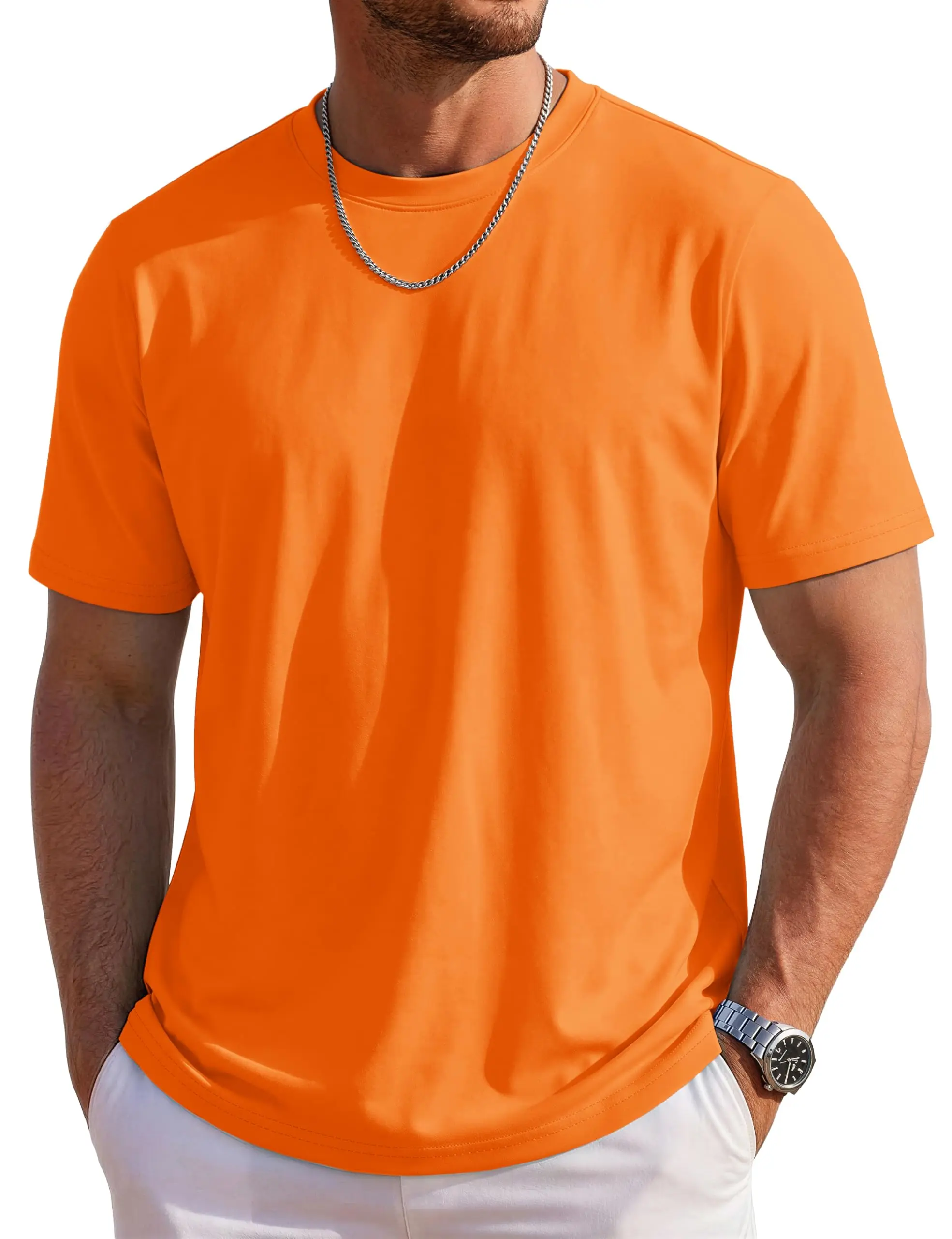 Mens T-Shirts Short Sleeve UPF 80+ Sun Protection Lightweight Moisture Wicking Casual Crew Neck Basic Tees