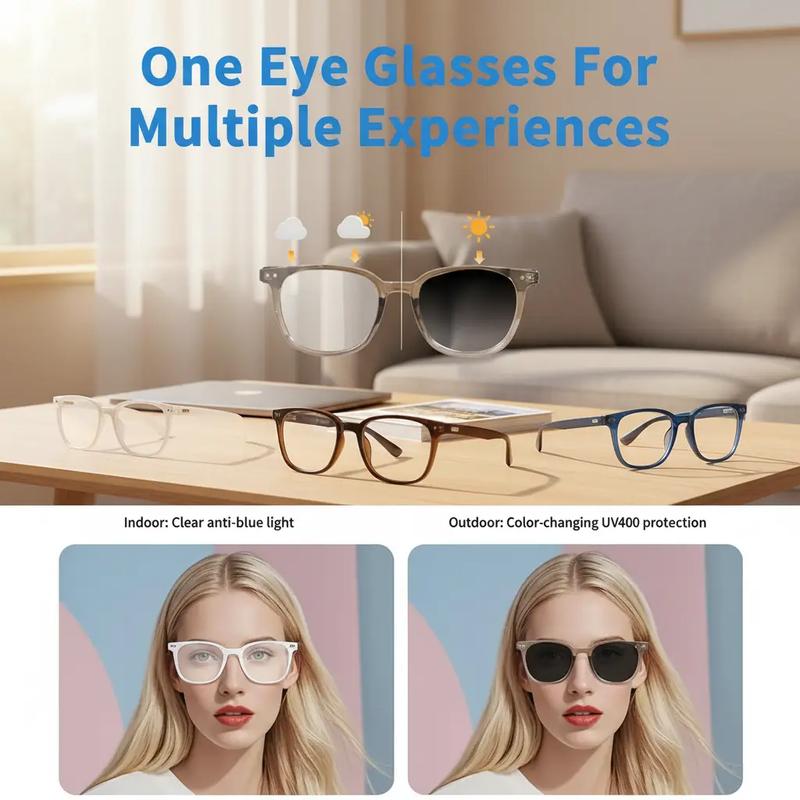 AI Interpretation Smart Glasses with Bluetooth Audio HD Voice Calls HIFI Music Auto-Tinting Polarized Lenses Built-in Speakers Mic Blue Light Blocking Wearable Wireless AI Translation Smart Assistant