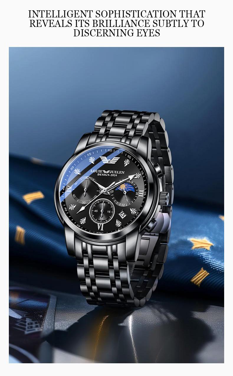LOUIEJUELEN Elegance Men's Watch Swiss Precision 40mm Alloy Case Sapphire Crystal Stainless Steel Water-Resistant Shockproof Luminous Dial for Business Social Events
