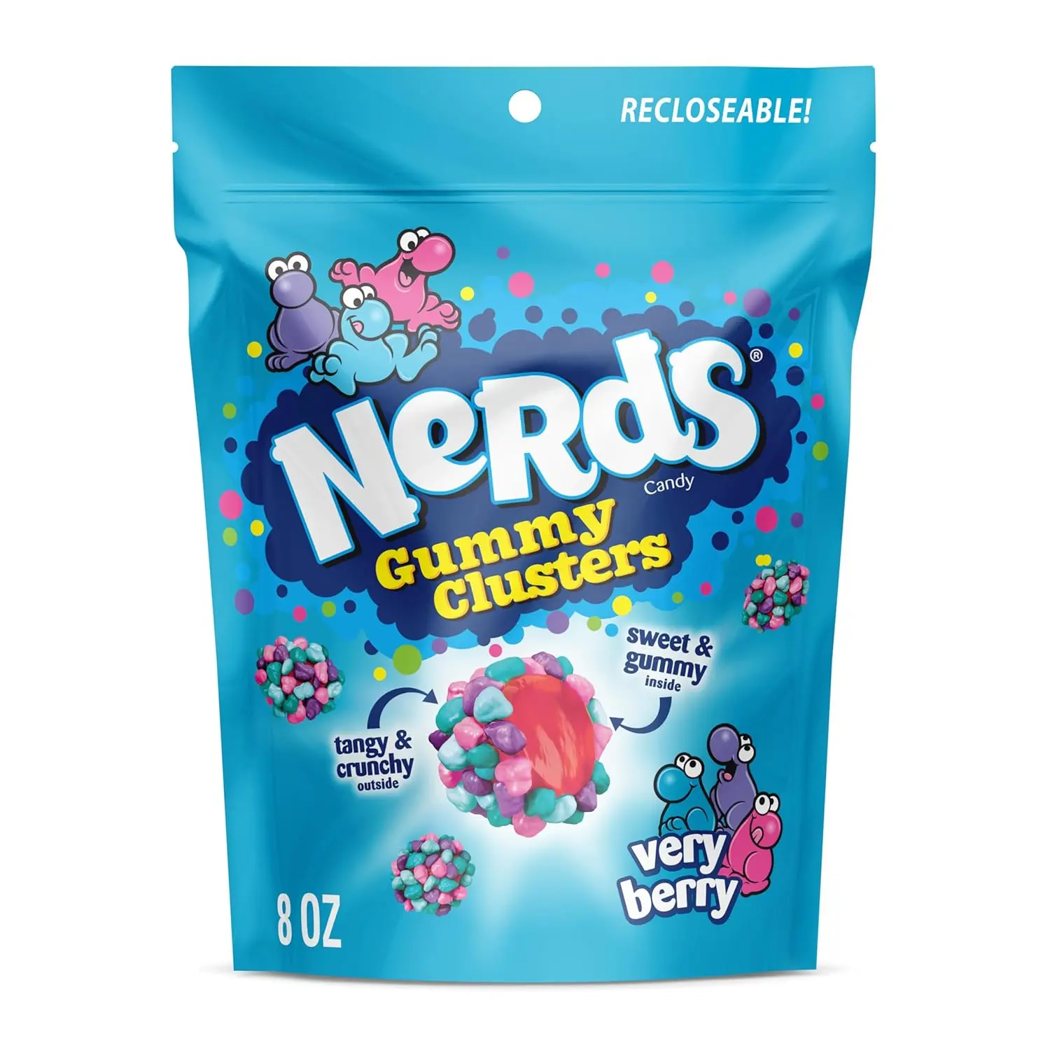 Very Berry Gummy Clusters Candy - Crunchy & Chewy Fruit Candy, 8 oz